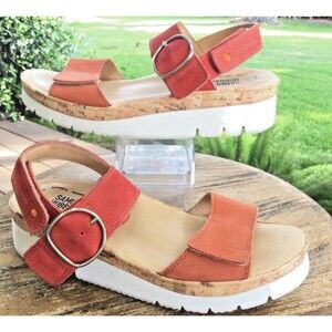 Samuel Hubbard Womens 7.5 Wide Portola Two-Strap Coral Nubuck Adjustable 1625